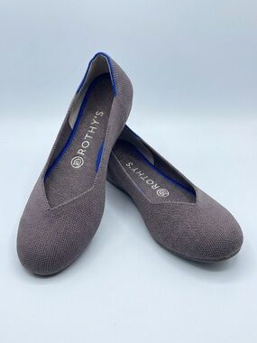 Rothy's Women's Pointed Flat in Brown with Blue Trim